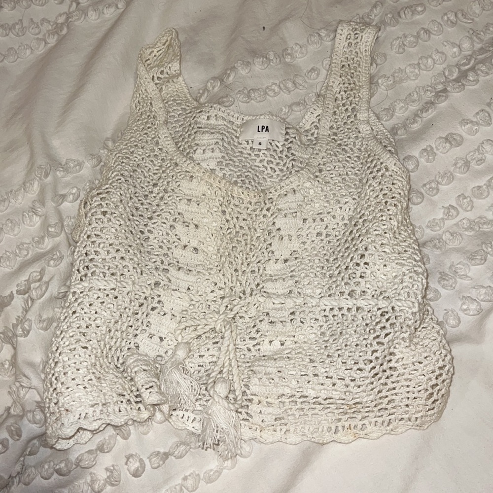 LPA Crochet Draw String Crop Top - Picture 2 of 2